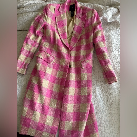 Pink Checkered Women's Coat - Picture 3 of 6
